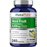 NusaPure Noni Fruit 20:1 Extract, 300 mg Equivalent to 6,000 mg 240 Capsules Suitable for Vegetarian/Vegan, Non-GMO