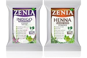 100 grams Zenia Indigo Powder and 100 grams Henna Hair Color Combo Pack