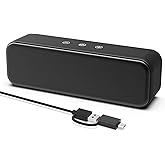 Computer Speakers for Desktop PC Laptop, Wired, USB Plug-in, External Speakers for Monitor, Small Computer Sound bar for PC, Loud Speaker with Deep Bass, Touch Control, Built-in USB-C to USB Adapter