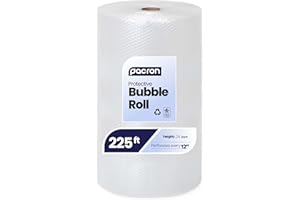 PACRON: 225 ft x 24 in Bubble Cushioning Wrap, Perforated Every 12 in, 3/16 Clear Bubble Roll Protective Packaging, Moving and Shipping Supplies, USA Made