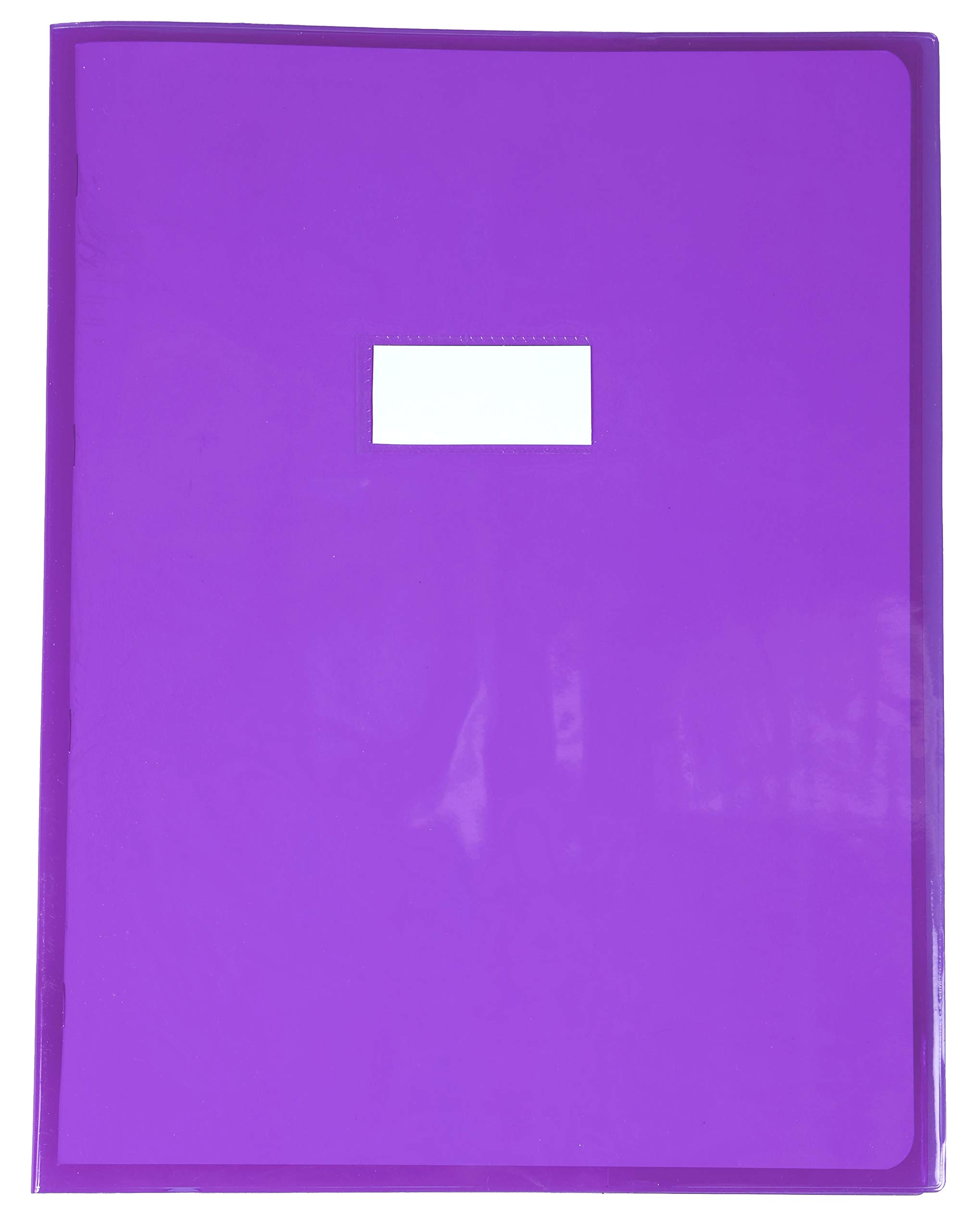Calligraphe 73406C - Cristalux Violet Notebook Protector - Size: 24x32 cm - 22/100th with Label Holder - Smooth Transparent PVC - Manufactured in France