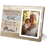 KLYTINK Mimi Gifts Picture Frame, Grandma Photo Frame, Pregnancy Announcement Gifts, Birthday Christmas Gift for Grandma from Grandson, There's This Boy Who Stole My Heart (Mimi, 4 x 6 Photo)