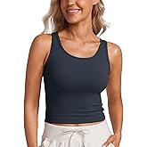 CRZ YOGA Butterluxe Double Lined Tank Tops for Women - Workout Casual Scoop Neck Racerback Crop Sleeveless Shirt