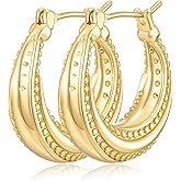 RYHIX 14K Gold Plated Hoop Earrings for Women Rotating Small Ball Gold Plated Hoop Earrings Chunky Hoops Dainty Hypoallergenic Earring 22MM