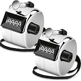 Decymis Clicker Counter, Metal Hand Tally Counter Clicker, Silver, 2 PCS | 4 Digit Mechanical Palm Click Counter for Counting Numbers, Coaching, Sports Events