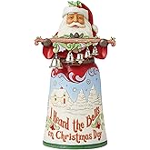 Enesco Jim Shore Heartwood Creek 18th Annual Song Series Christmas Day Santa with Bells Figurine- Stone Resin Hand Painted Crafted Collectible Santa Figurines Christmas Home Decor Statue, 10.04 Inch