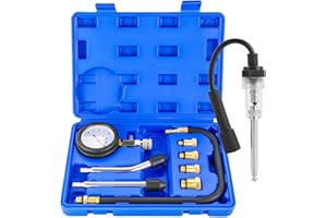 NYXOVA Petrol Engine Cylinder Compression Tester Kit and Spark Plug Tester Tool, Gas Engine Compression Gauge Compression Tester Kit, 9-Piece Automobile Compression Tester kit (Blue)