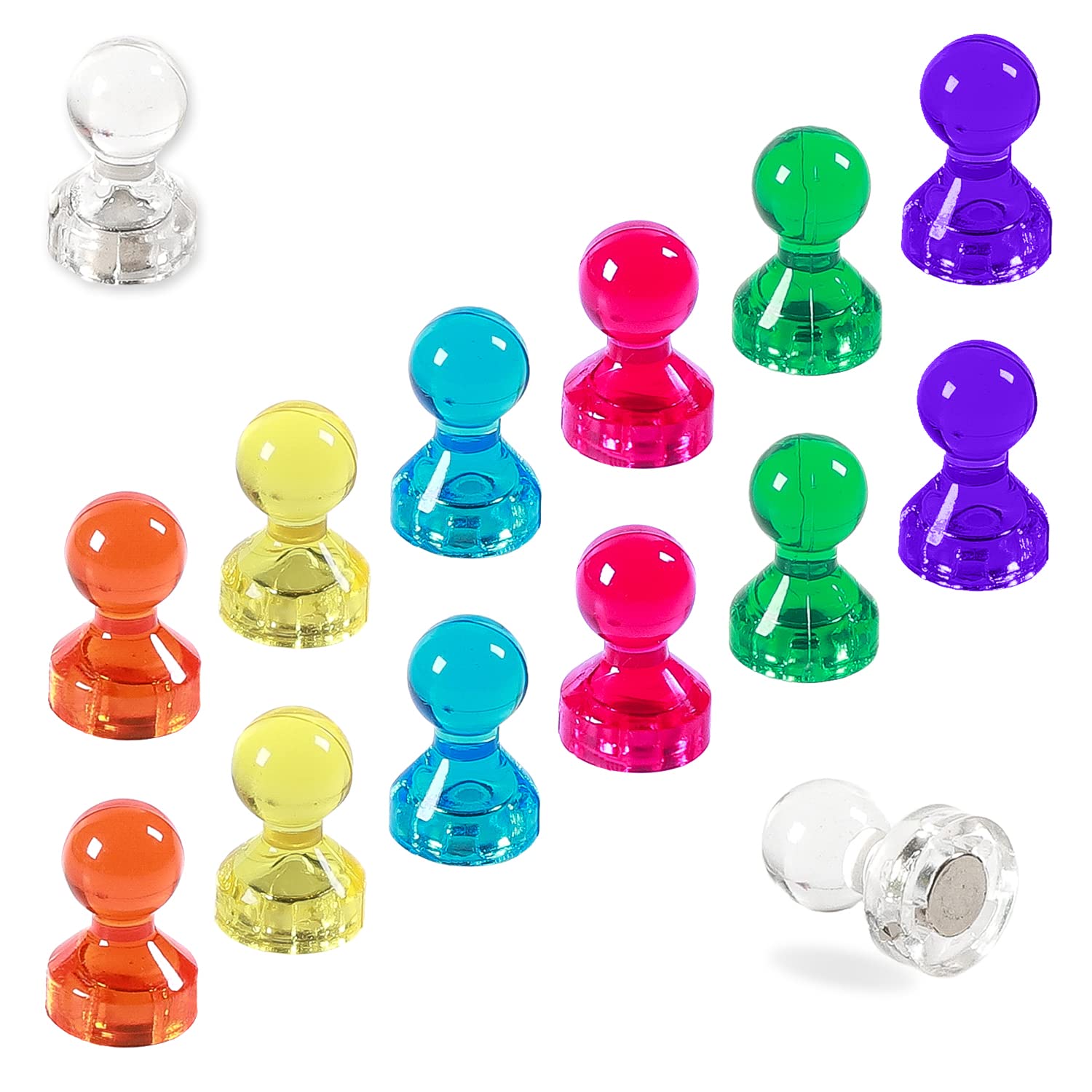 TMS Small Strong Fridge Magnets, 14 Coloured Magnetic Push Pins for Whiteboards, Office Calendars, Wire Wall Notice Boards, Maps, Memo Boards, Neodymium Skittle (Multi-Coloured, Small (14 Pins))