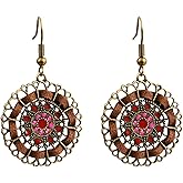 Bohemian Geometric Drop Earrings,Vintage Style Bronze Statement Jewelry for Her