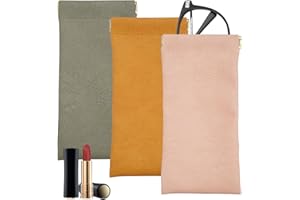 CALORPET Glasses Case Soft, 3 Pack Squeeze Top Sunglasses Case, 2025 New PU Leather Lightweight Eyeglass Cases For Women Men, Cosmetics And Jewelry Storage Bags