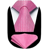 HISDERN Polka Dot Ties for Men Classic Silk Ties and Pocket Square Formal Business Necktie Handkerchief Wedding Party