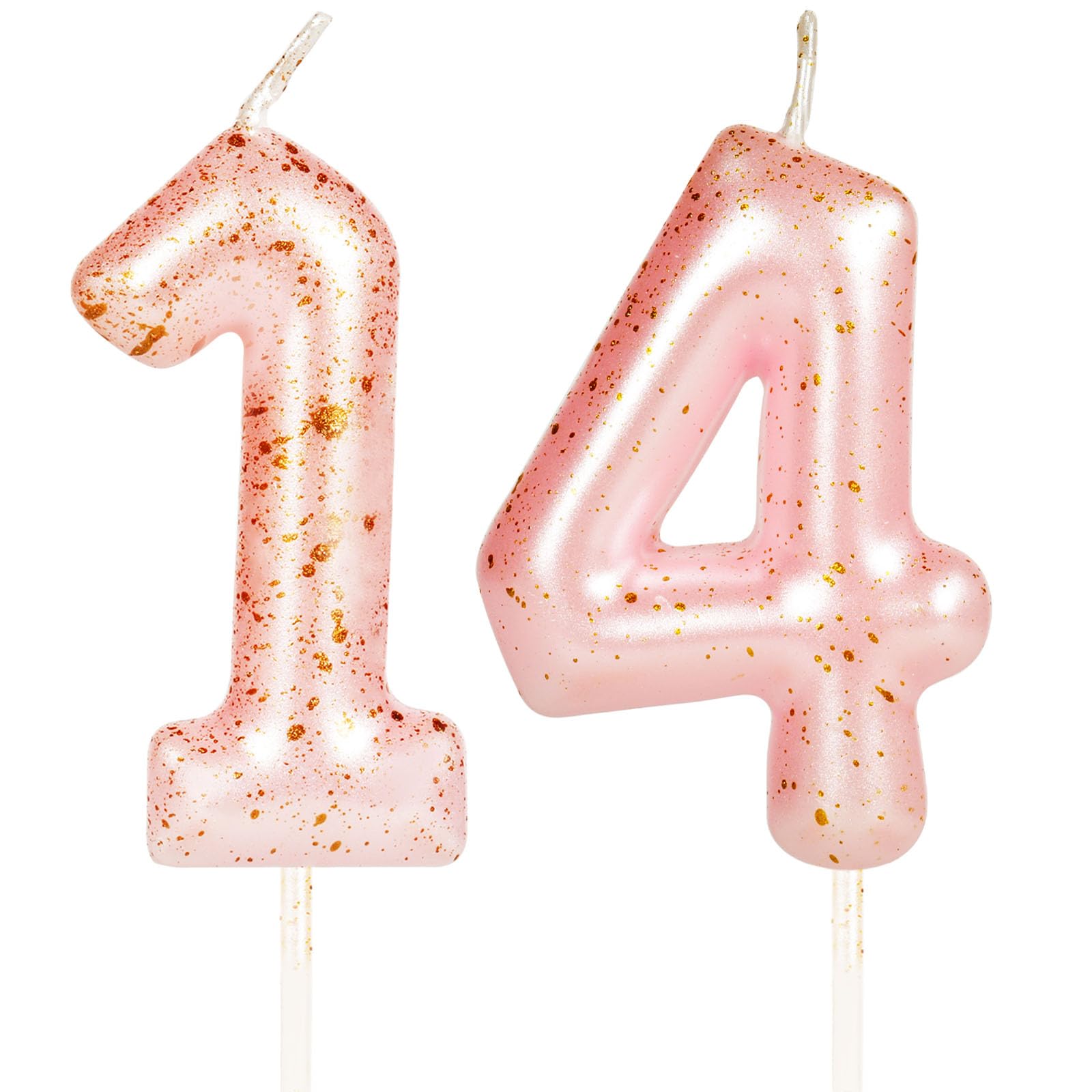 Hongplus Pink Gold Number 14 Candles, 14 Birthday