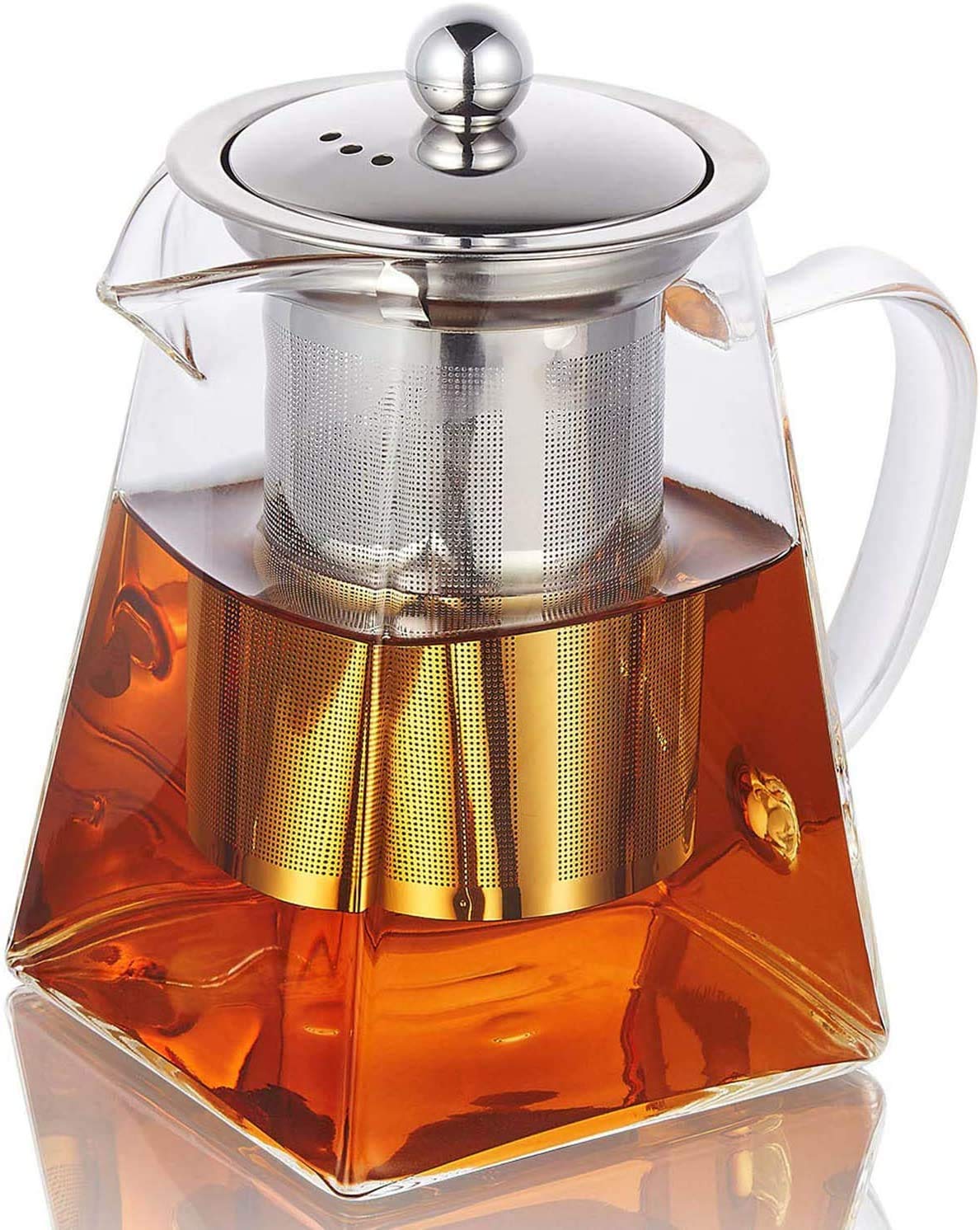 ALEECYN 550ML Glass Teapot with Infuser,Heat Resistant Glass Teapot with Removable Infuser, Borosilicate Clear Glass Tea Pots for Loose Leaf Tea and Blooming Tea (550ML)