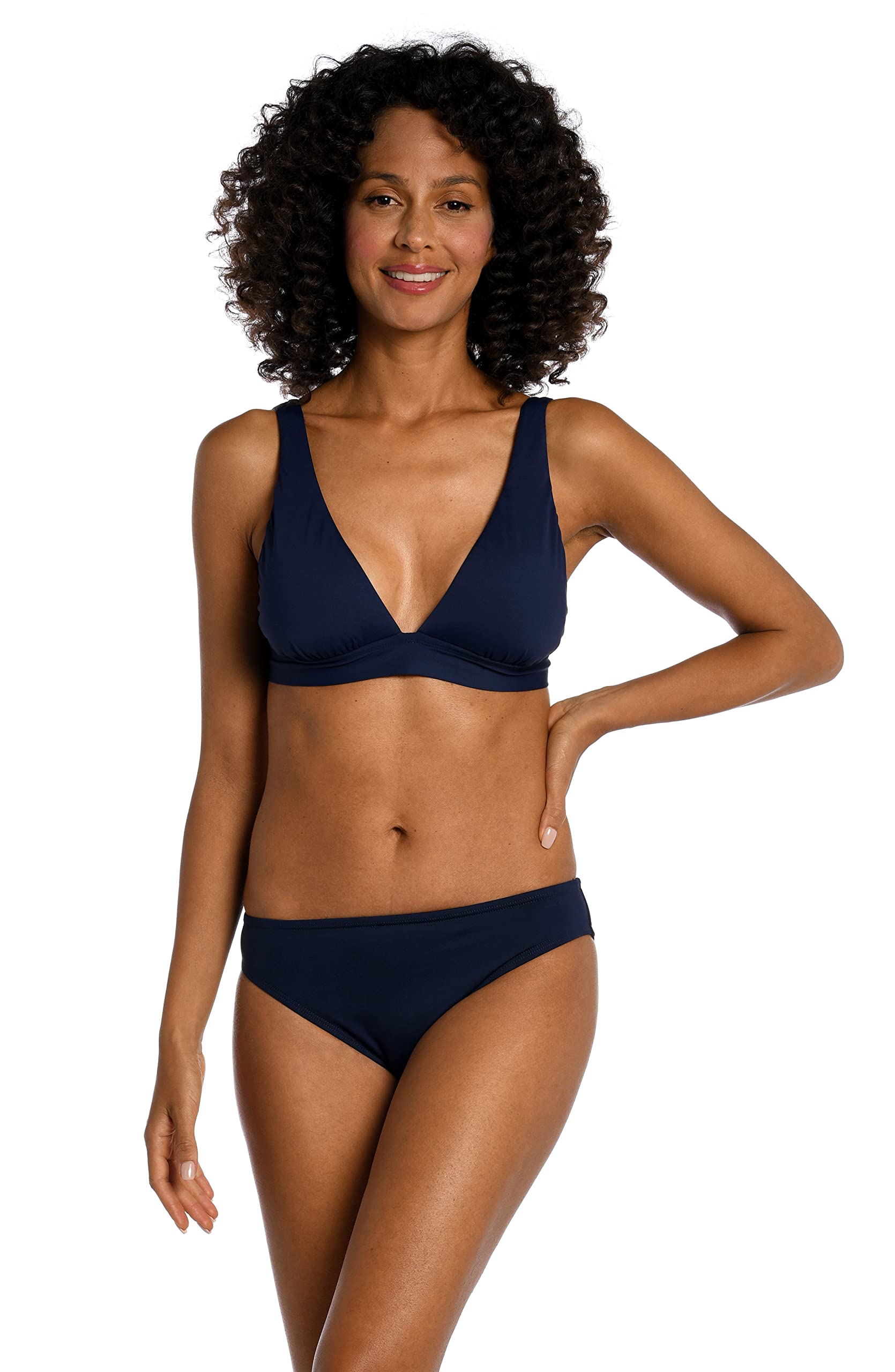 La Blanca Women’s Island Goddess Over The Shoulder Triangle Swimsuit Top, Indigo, 16