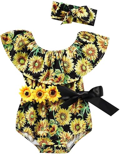 sunflower romper baby girl