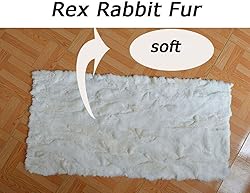 Seek4comfortable Real White Rex Rabbit Fur Throw