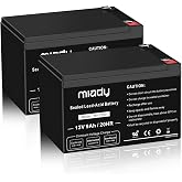 Miady 12V 9Ah Rechargeable Sealed Lead Acid Battery (2 Packs)