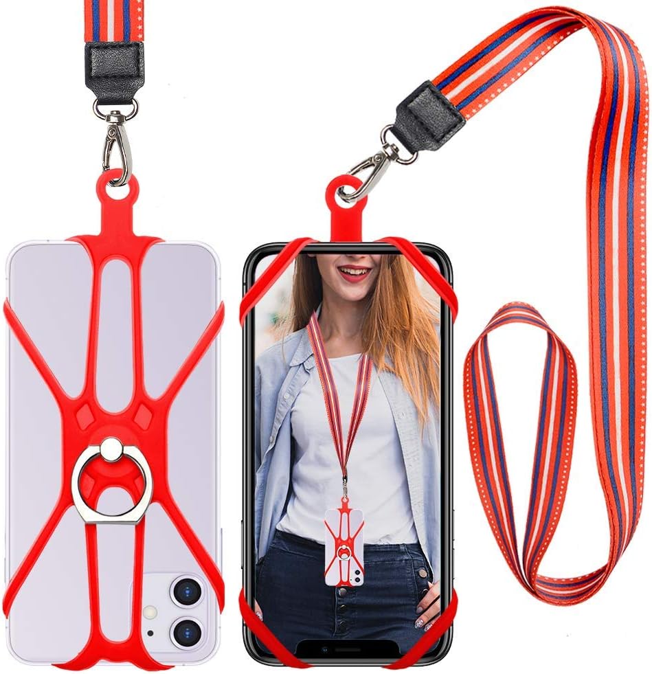 SHANSHUI iPhone Lanyard, Key Holder Chain with Detachable Neckstrap and Phone Ring Holder, Phone Strap Compatible with iPhone, Galaxy & Most Smartphones-Black White Leopard Print