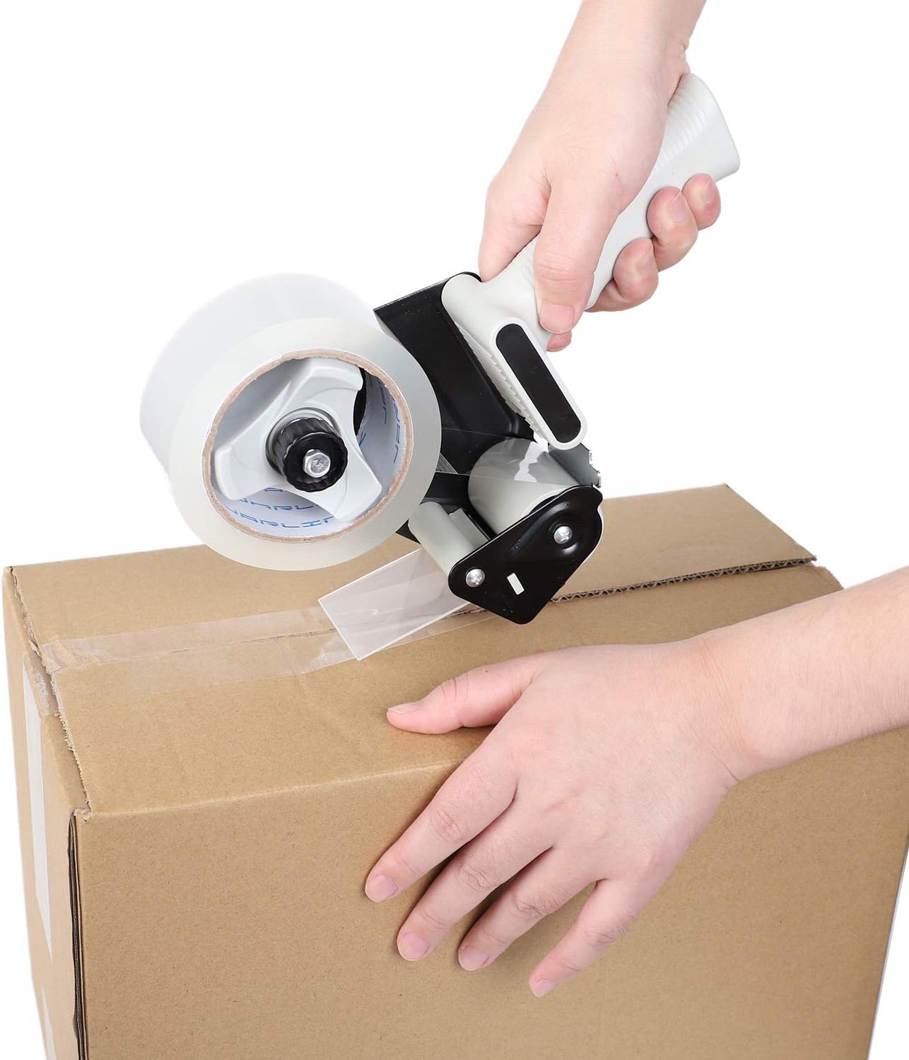 JARLINK Packing Tape Dispenser Gun (2 Pack) with 2 Rolls Tape, 2 inches Lightweight Industrial Side Loading Tape Dispenser for Shipping Packaging Moving Sealing (Grey & Black) : Office Products