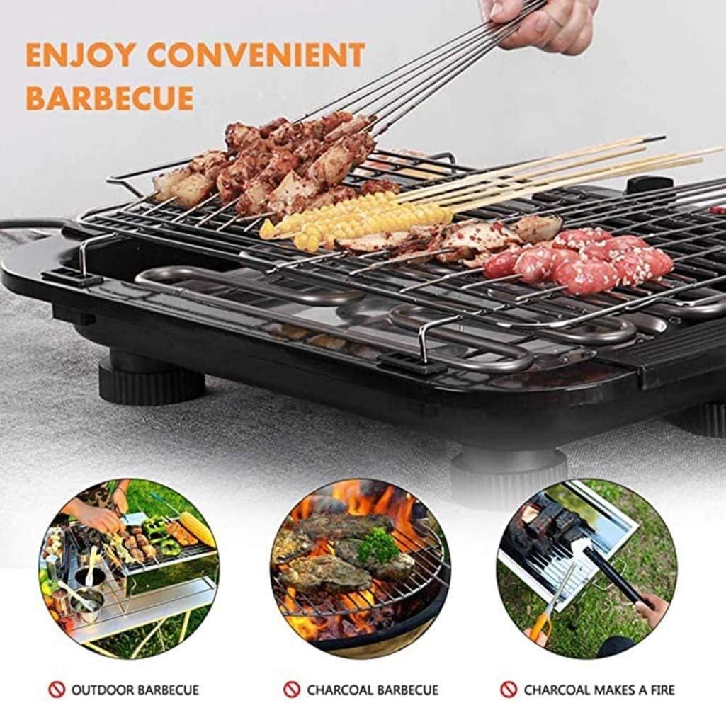 review Indoor Electric Barbecue Grill Smokefree Table BBQ Grilling with 5 Levels of Temperature Adjustment 2000w High Power for Home Outdoor Courtyard Dinner YZPDD
