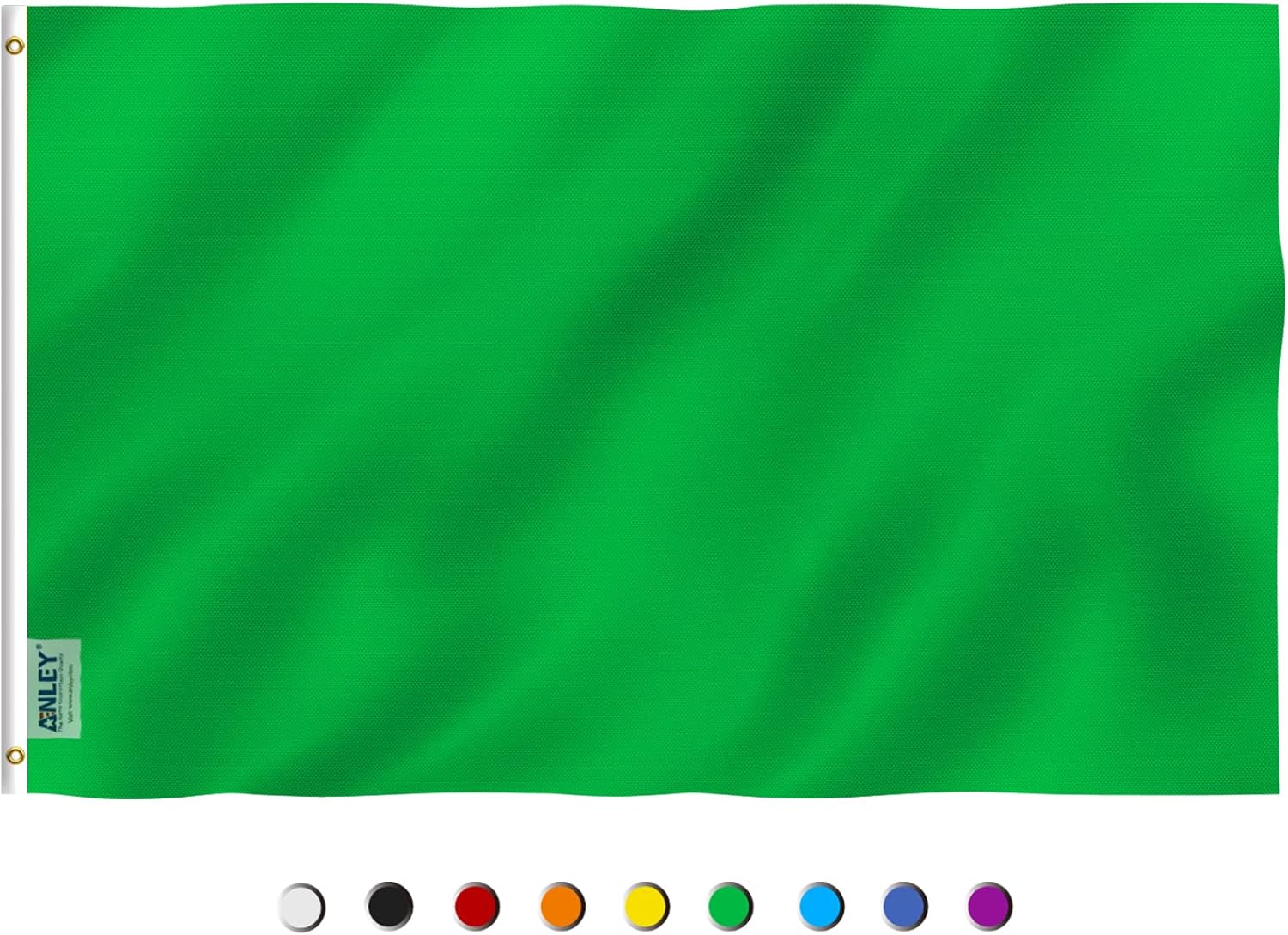 Flags - ANLEY Fly Breeze 3x5 Foot Solid Green Flag - Vivid Color and Fade Proof - Canvas Header and Double Stitched - Plain Green Flags Polyester with Brass Grommets 3 X 5 Ft