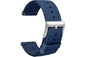 TStrap Nylon Watch Strap 20mm - Quick Release Watch Band Soft Black - Canvas Military Wtach Bands for Men Ladies – for Smart watch Bracelet Replacement with Clasp - 18mm, 20mm, 22mm 24mm
