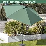 GardenKraft 14610 2.7m Outdoor Parasol Tilt & Crank 6 Ribs Dark Green view 8