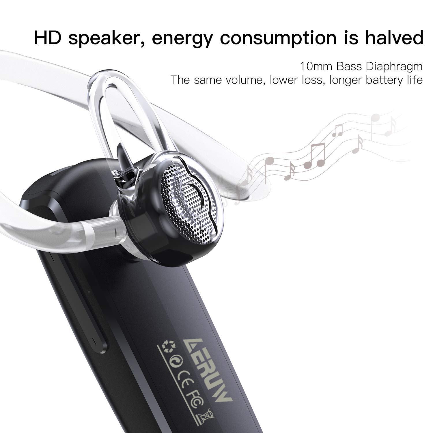 Auriculares Inalámbricos Auricular Bluetooth Manos Libres Bluetooth Auriculares Mono Headset con micrófono para negocios/trukers/conductor par con Android iPhone (SEED_headset)