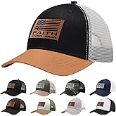 Faith Over Fear Hat with Leather Baseball Cap for Men Boy Gifts for Dad Cross Hats Christian Trucker Caps