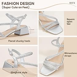 IDIFU Silver Rhinestone Strappy Heels for Women