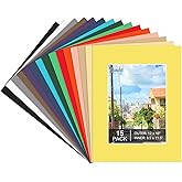 15 Pack 12x16 Picture Mats, Mixed Colors Frame Mattes for 9x12 Pictures Photo Frame Mat Core Bevel Cut Mat Board Show Kit for Photos, Prints, Artworks
