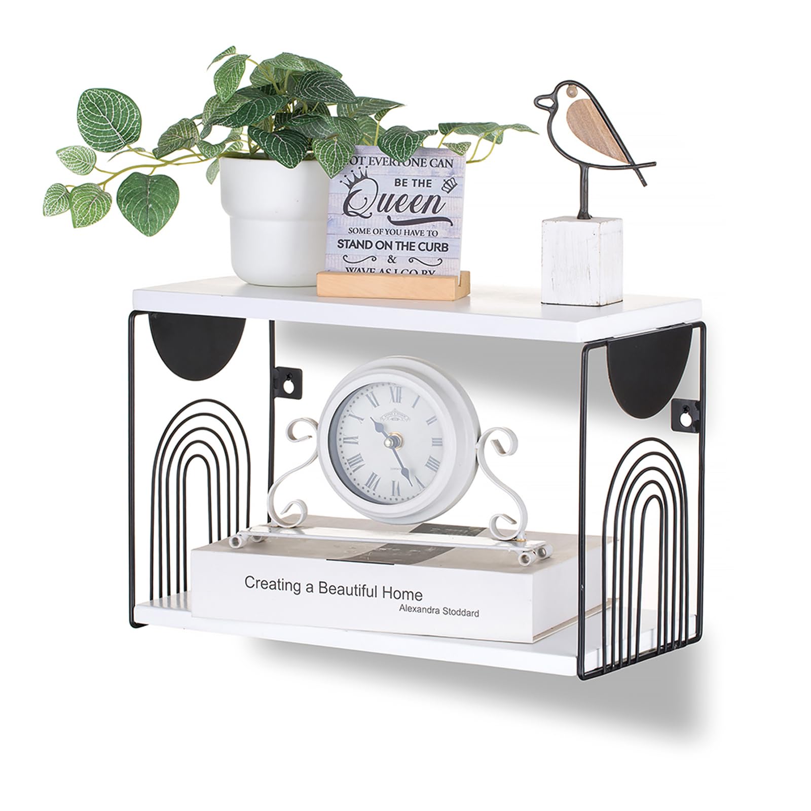 Photo 1 of Walasis Nightstand White Floating Shelf - Bedside Table for Wall Wood Small Bedroom Nightstands Decor Modern Shelves Organizer