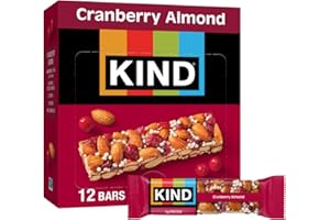 KIND Nut Bars, Cranberry Almond, Healthy Snack Bars, Gluten Free, Low Sugar, 6g Protein, 12 Count