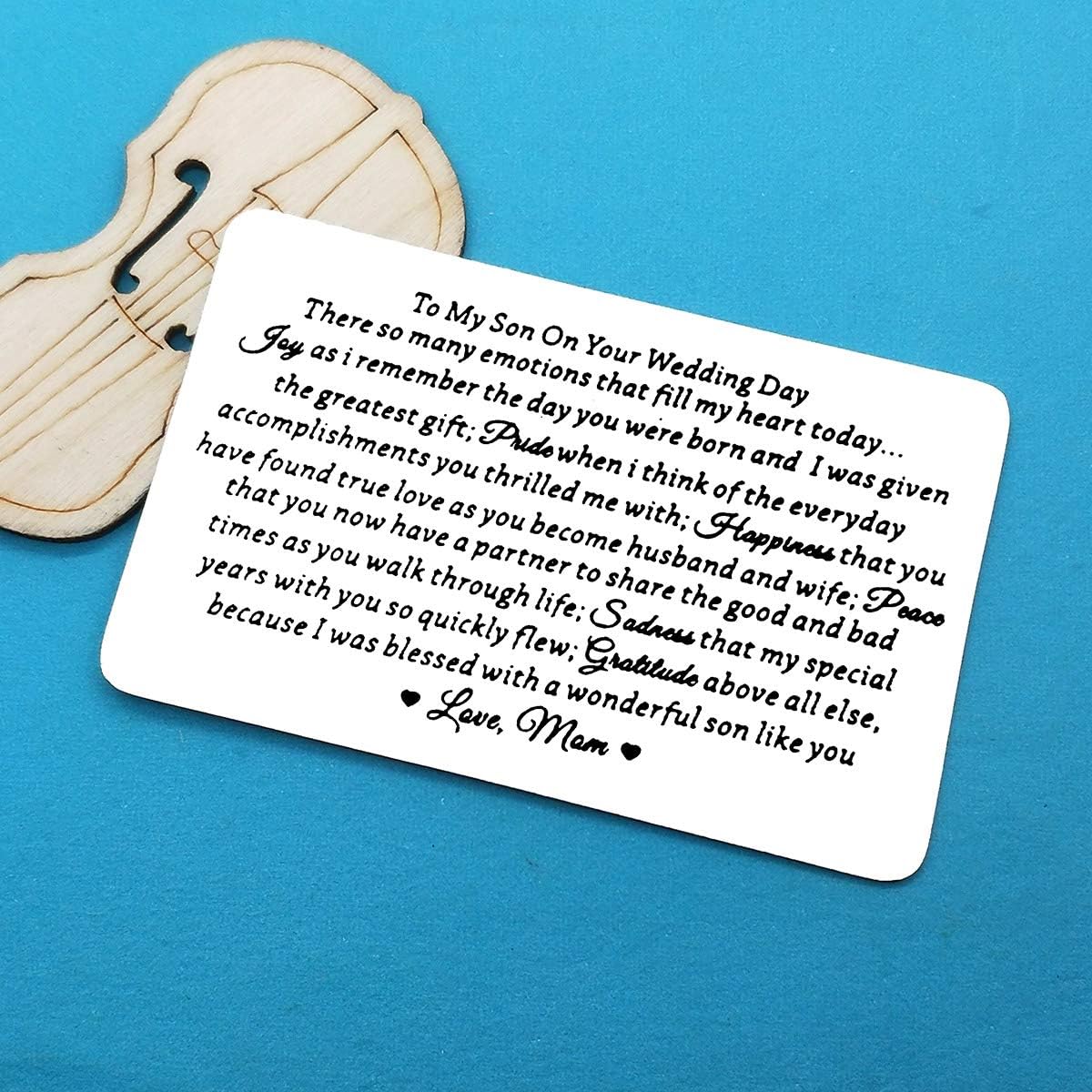 Huwujiu Son Wedding Day Gift from Mum Engraved Wallet Insert Card Gift for Son on His Wedding Day to My Son Gifts Wedding Gifts for Son Wallet Card Gifts Mum to Son Gifts - Image 5