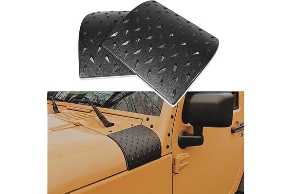 Hooke Road Black Hood Cowl Body Armor Outer Cowl Cover Corner Guards for 2007-2018 Jeep Wrangler JK & JKU Accessories - Pair