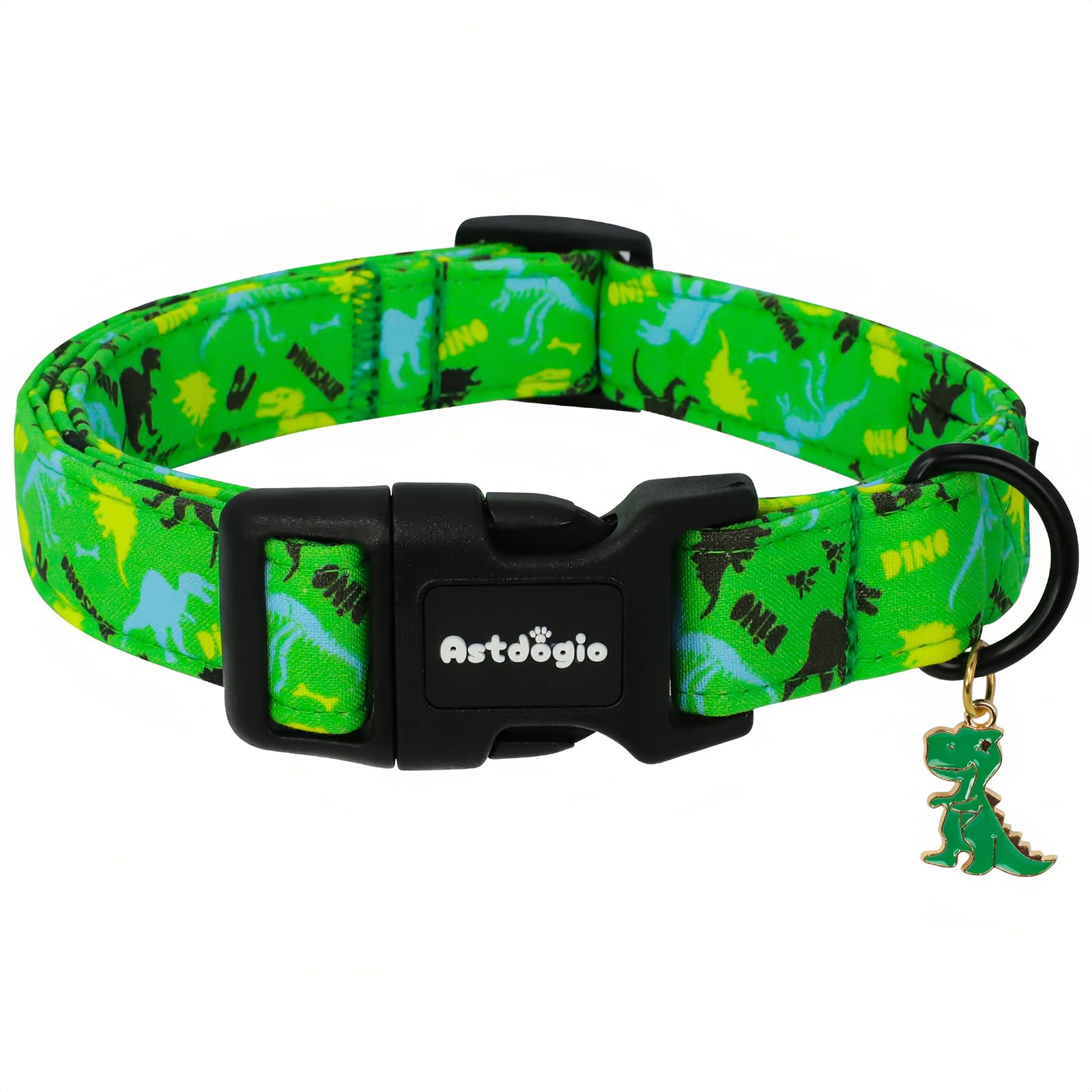 Photo 1 of Astdogio Medium Dog Collars for Male Dogs, Boy Dog Collars with Dinosaur Pattern?Adjustable Cotton Green Collar for Puppy Dog?Ideal, Daily Photos & Pet Fashion Accessory
