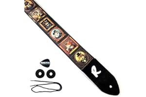 REVOLUTION STRAPS Fancy Cat Guitar Strap, Dapper Kittens Genuine Leather Ends, Includes 2 Strap Locks & 1 Pick. Adjustable Strap, Pick Pocket, For Bass, Electric & Acoustic Guitars Gift for Men, Women & Kids