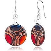 Chuvora 925 Sterling Silver Hand Blown Glass Red Blue Yellow Gold Curve Dangle Earrings