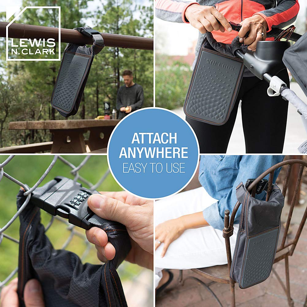 Lewis N. Clark Lewis N. Clark Safebox Portable Safe with Anti Theft Combination Lock and Slash Resistant Material to Protect Wallet, iPhone and Valuables at the Beach, Pool, Camping + Hotel, Small