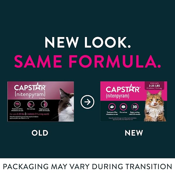 CAPSTAR (NITENPYRAM) CAT FLEA TREATMENT, FAST-ACTING ORAL FLEA TREATMENT FOR CATS 2-25 LBS, VET-RECOMMENDED MEDICATION TABLETS START KILLING IN 30 MINUTES, 6 DOSES