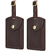 S-ZONE Leather Luggage Tag for Suitcases TSA Approved Adjustable Personalized Travel Tags