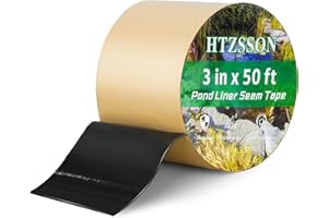 HTZSSON Pond Liner Seam Tape 3" x 50' - Double Sided Butyl Adhesive Tape for EPDM Liners, Waterproof Repair Patch for Ponds, Fish Ponds, Water Features & Outdoor Landscaping (Black)