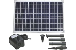AEO 25W Solar Water Pump KIT: DC Dry-Run Protection Water Pump 370GpH with 18V 25W Solar Panel for Fountain, Fish Pond, and Aquarium (No Backup Battery)