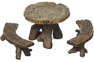 Marshall Home MG1 Fairy Gardening, 3Piece, 3-1/2", Table Miniature Statuary Set, for Your Fairies to Dine