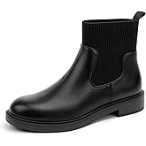 NIEARDAN Women's Chelsea Boots Low Heel Slip on Lug Sole Platform Booties Fashion Chunky Elastic Ankle Booties