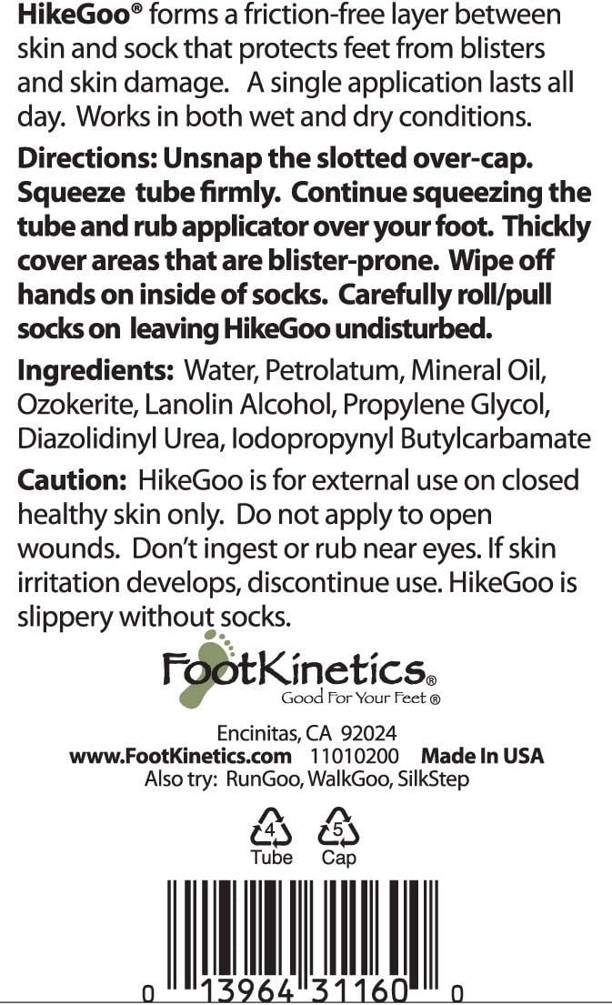 HikeGoo Blister Prevention Cream Specifically Formulated for Feet (3 oz) : Blister Free Socks : Beauty