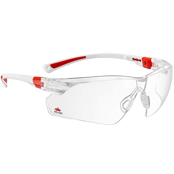 NoCry Schutzbrille mit Durchsichtigen Anti-Beschlag und kratzbeständigen Gläsern, Seitenschutz und Rutschfesten Bügeln, UV-Sc