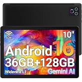 URAO Tablet,10.1" Android 16 Tablet Octa-core 36GB+128GB Dual Camera | 1280x800 IPS HD Touchscreen 6000mAh Battery Wi-Fi 6,BT 5.4 GMS 36GB(6+30) RAM 128GB ROM Support 1TB Expansion 5MP+8MP cameras