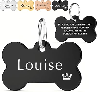 EDSG Personalised Dog Tags for Pets UK Deep Engraved Stainless Steel Bone Tag