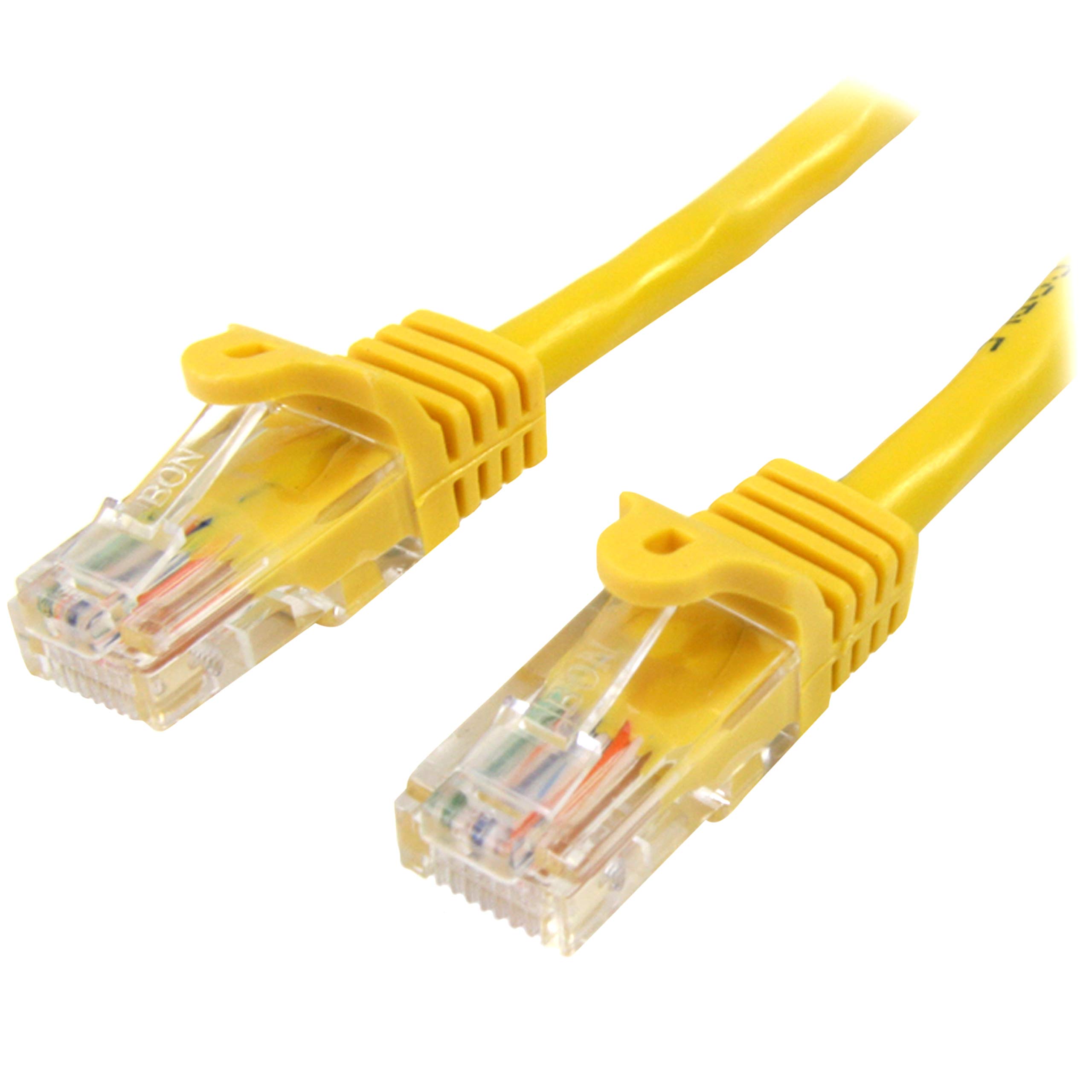 StarTech.com 0.5m Yellow Cat5e Patch Cable with Snagless RJ45 Connectors - Short Ethernet Cable - 0.5 m Cat 5e UTP Cable (45PAT50CMYL)
